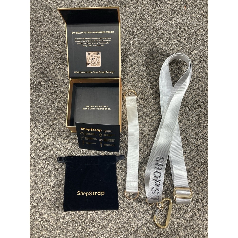ShopStrap Silver Detachable Strap Handle for Women with Buckle Carabiner